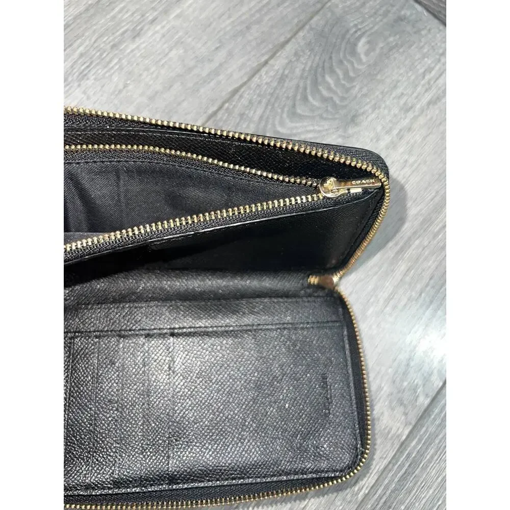 Coach Zip Around Wallet Black Crossgrain classic zip up Leather B000764
